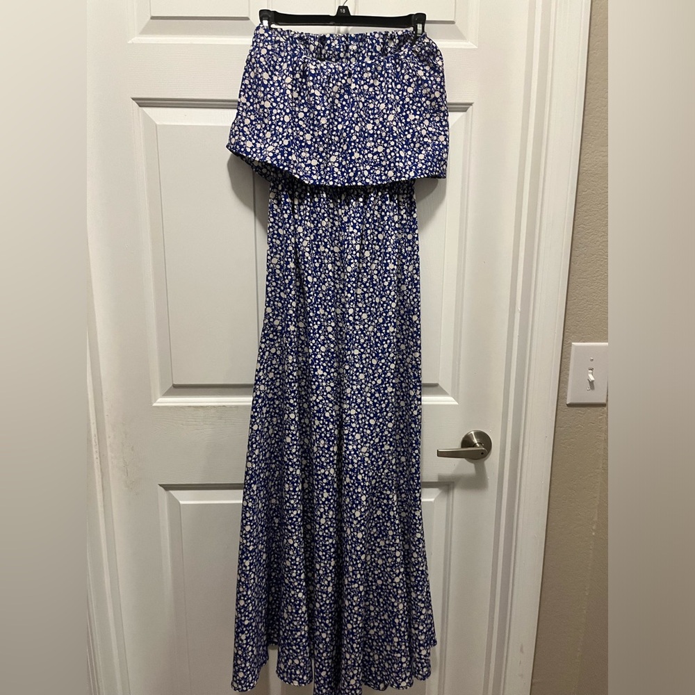 Vici Royal Blue Floral Maxi Dress – Side Slit 🌿